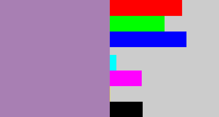 Hex color #a87fb3 - heather