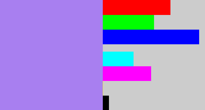 Hex color #a87ff0 - light urple