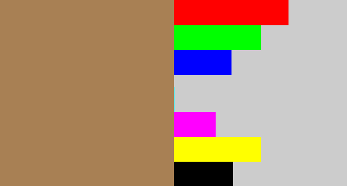 Hex color #a88054 - puce