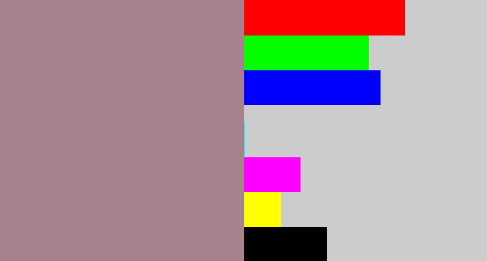 Hex color #a8818f - purpley grey