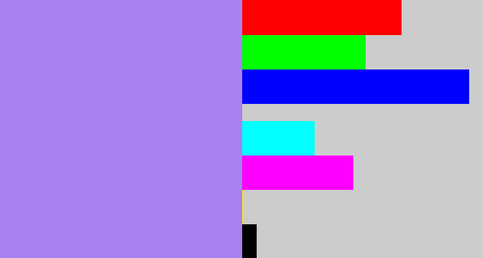 Hex color #a881f0 - light urple