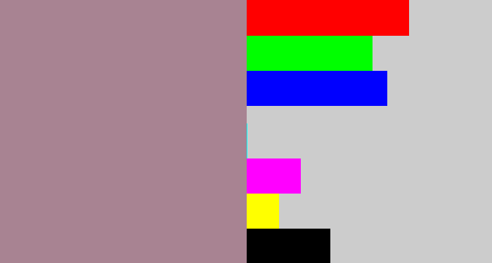 Hex color #a88392 - purpley grey