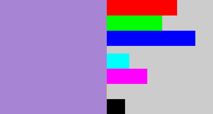 Hex color #a884d4 - pale purple