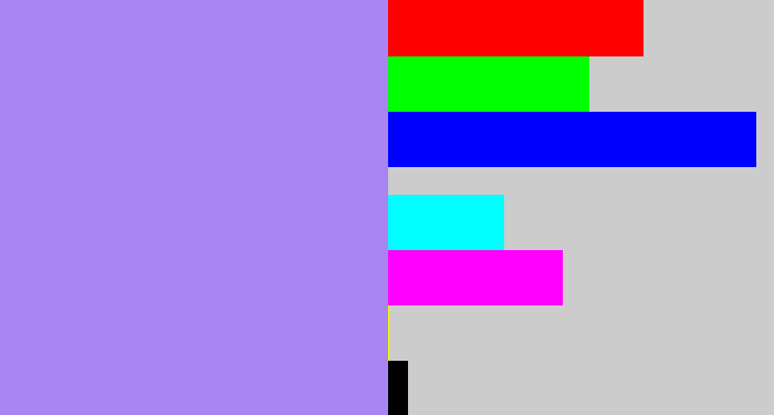 Hex color #a885f1 - light urple