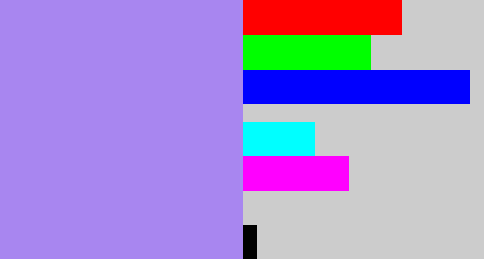 Hex color #a886f0 - light urple