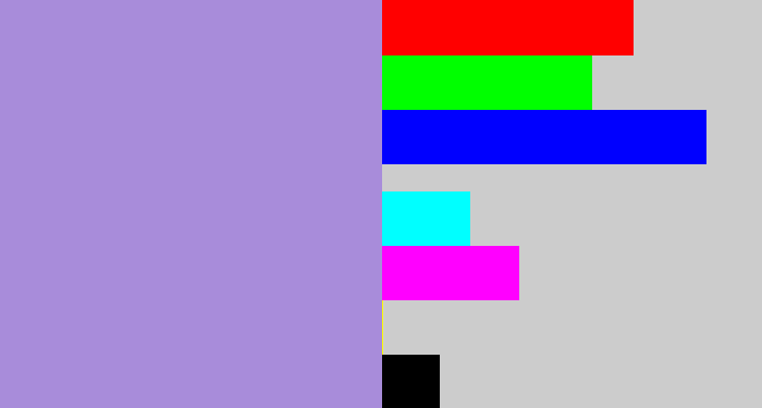 Hex color #a88cda - pale purple