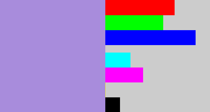Hex color #a88cdc - pale purple