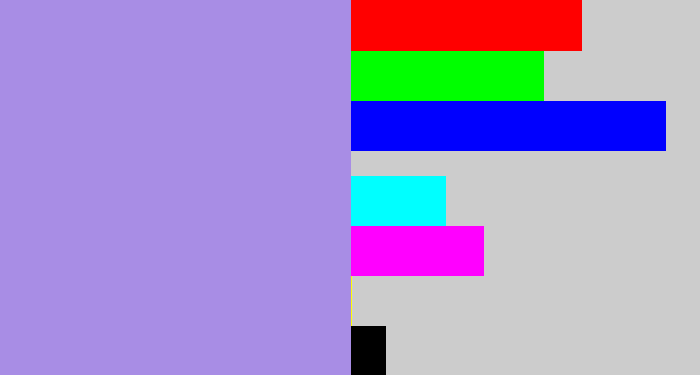 Hex color #a88de5 - pale purple