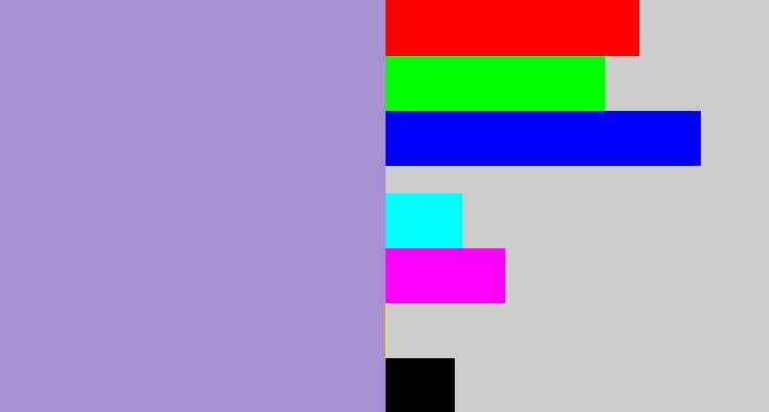 Hex color #a891d1 - pale purple