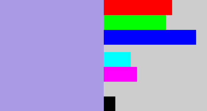 Hex color #a89ae3 - pale purple