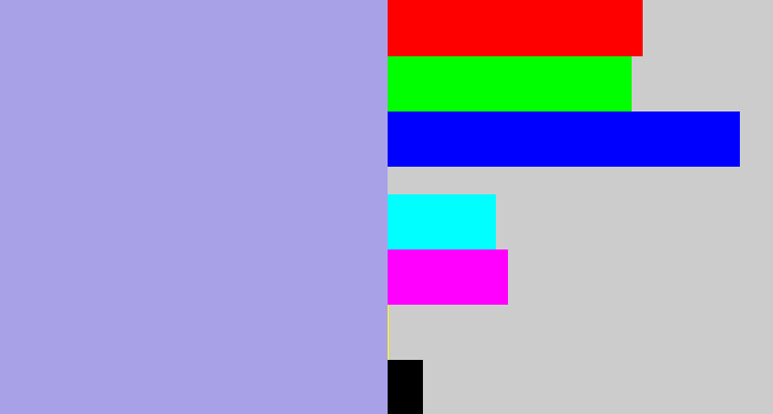 Hex color #a8a1e8 - pale purple