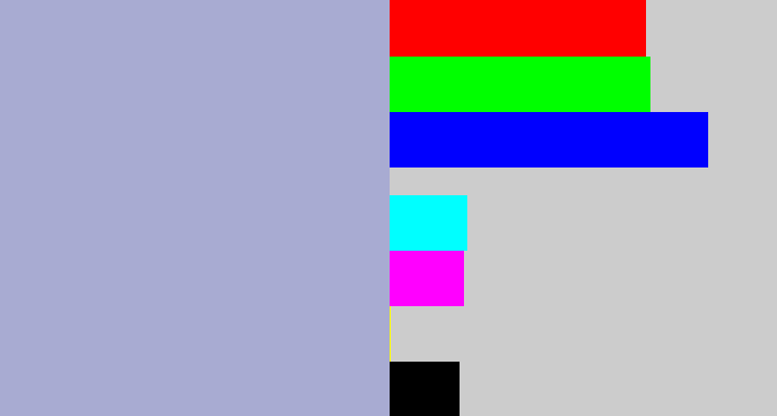 Hex color #a8abd2 - light grey blue