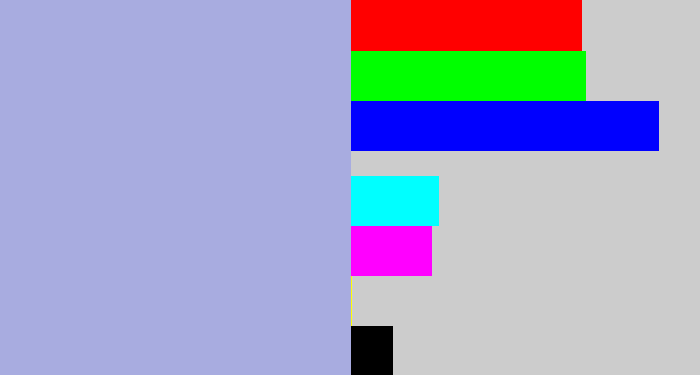 Hex color #a8ace0 - light grey blue