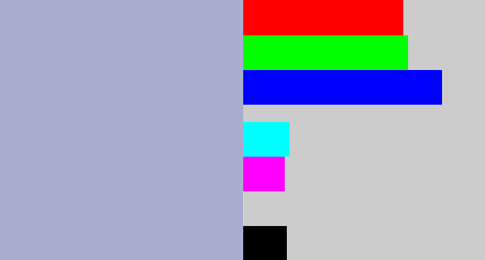 Hex color #a8add0 - light grey blue