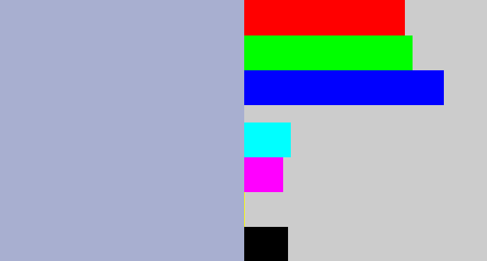 Hex color #a8afd0 - light grey blue