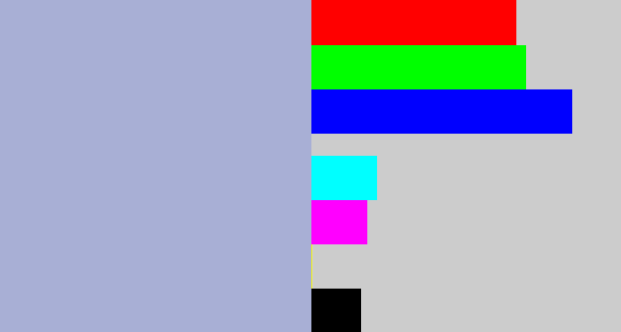 Hex color #a8afd5 - light grey blue