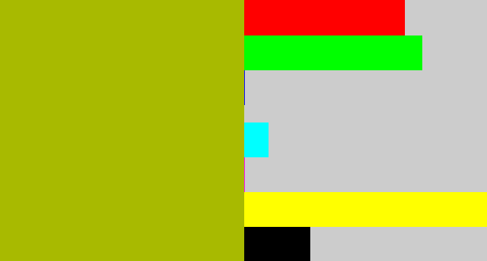 Hex color #a8ba00 - mustard green