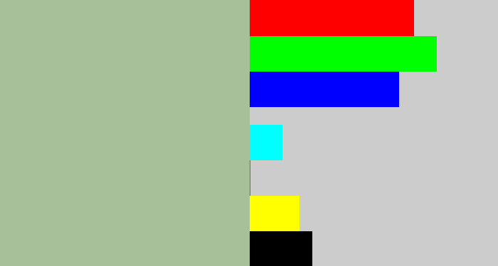 Hex color #a8c099 - greenish grey