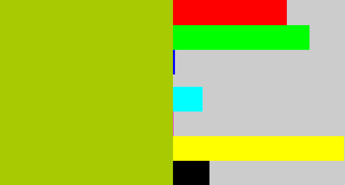 Hex color #a8ca02 - snot green