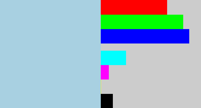 Hex color #a8d0e1 - light blue grey