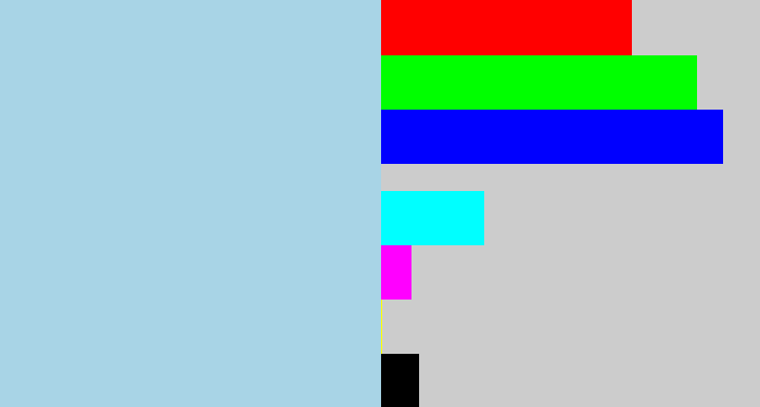 Hex color #a8d4e6 - light blue grey