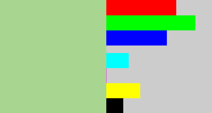 Hex color #a8d691 - pale olive green