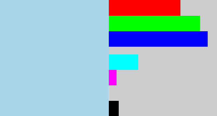 Hex color #a8d6e7 - light blue grey
