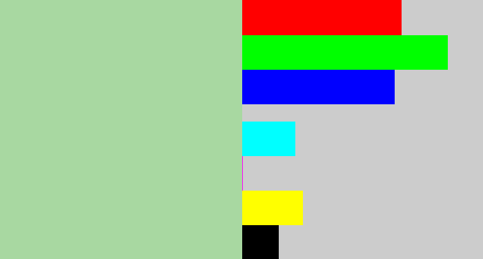 Hex color #a8d8a1 - light grey green