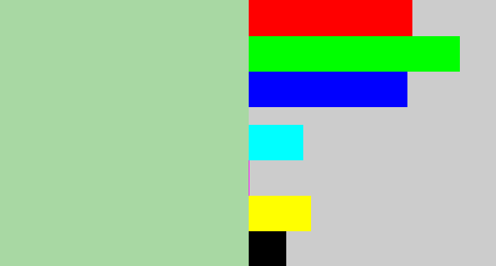Hex color #a8d8a3 - light grey green