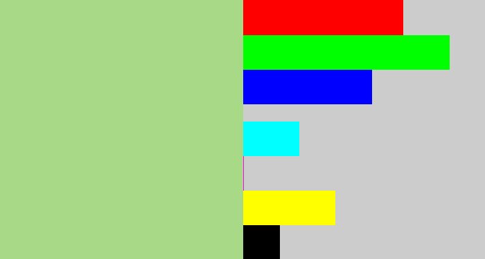 Hex color #a8d986 - pale olive green