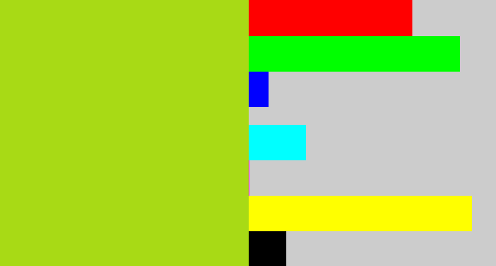 Hex color #a8da15 - yellowish green