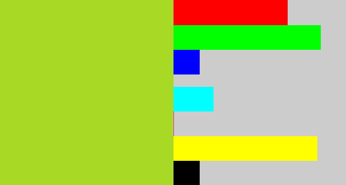 Hex color #a8da25 - yellowish green