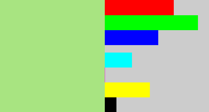 Hex color #a8e481 - pale olive green