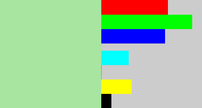Hex color #a8e5a0 - light grey green