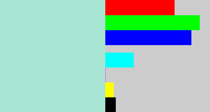 Hex color #a8e5d2 - pale turquoise