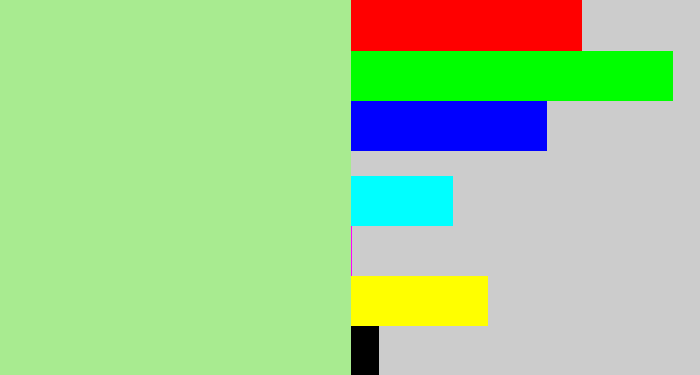 Hex color #a8eb90 - pale light green