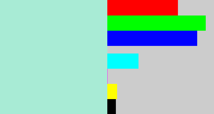 Hex color #a8ebd5 - pale turquoise