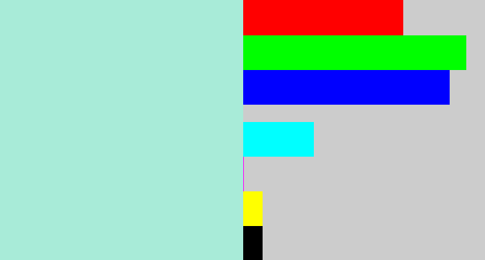 Hex color #a8ebd8 - pale turquoise