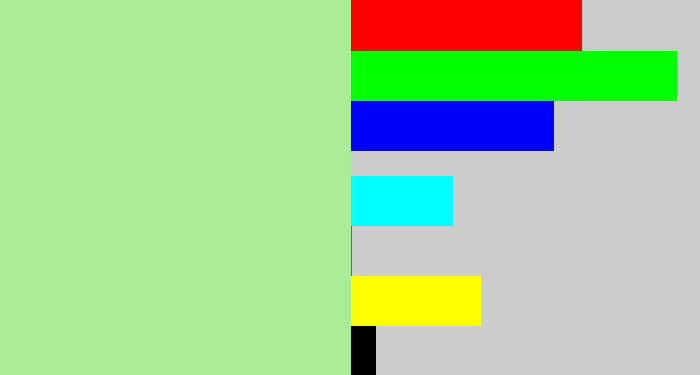 Hex color #a8ec95 - pale light green