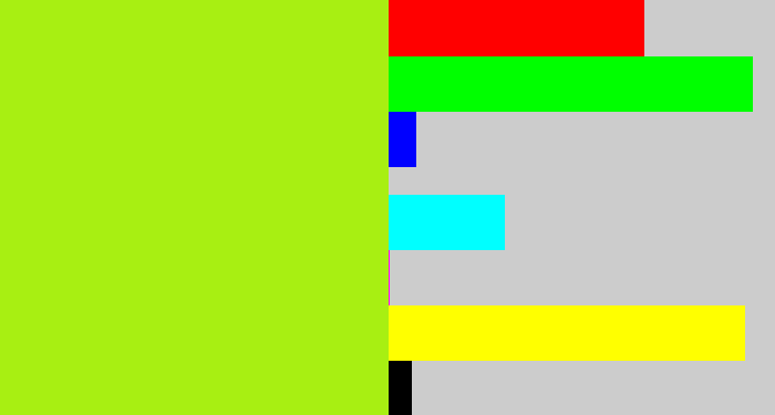 Hex color #a8ef12 - lemon green