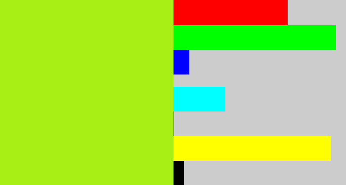 Hex color #a8ef16 - yellowish green