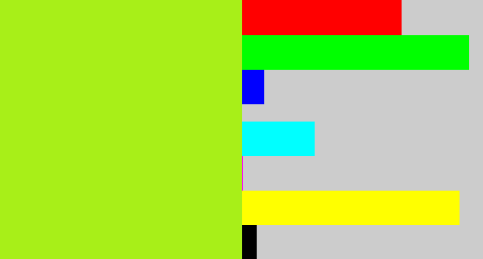 Hex color #a8ef18 - yellowish green