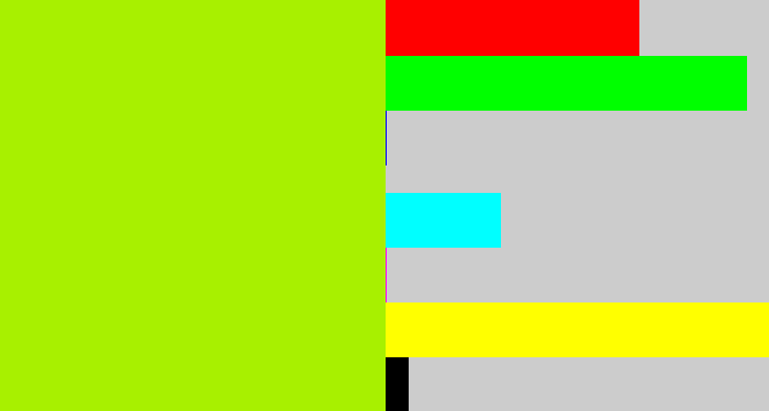 Hex color #a8f000 - lemon green