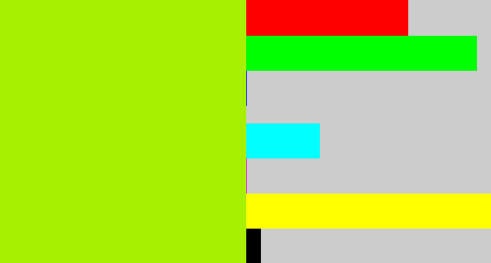 Hex color #a8f001 - lemon green