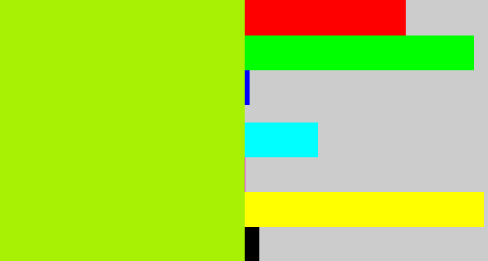 Hex color #a8f004 - lemon green