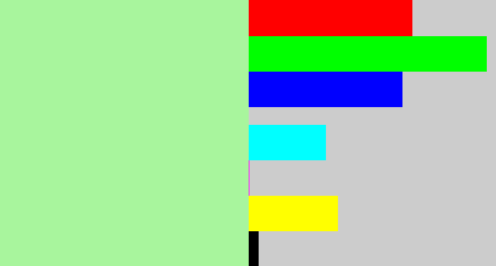 Hex color #a8f59d - pale light green