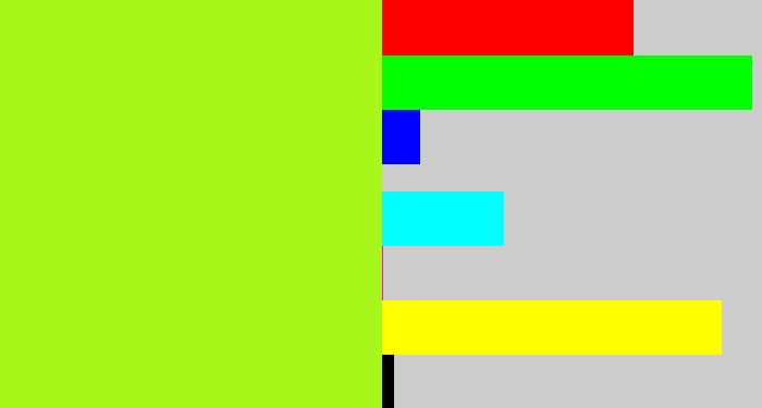 Hex color #a8f71a - yellowgreen
