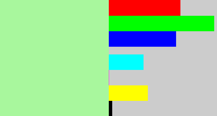 Hex color #a8f79d - pale light green