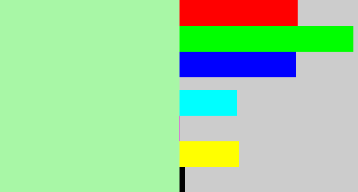 Hex color #a8f7a6 - light pastel green