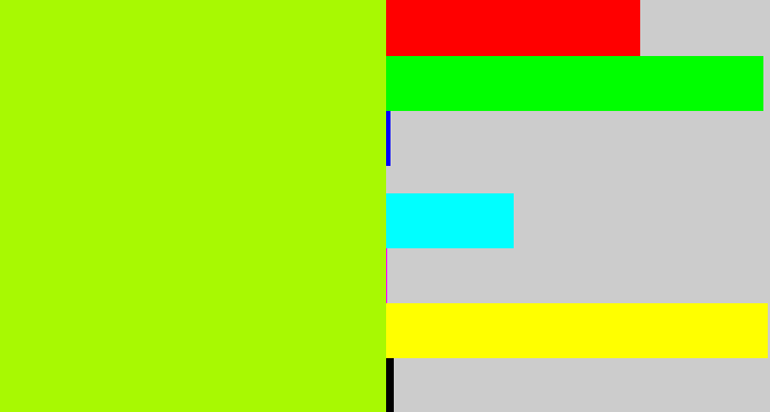 Hex color #a8f902 - lemon green